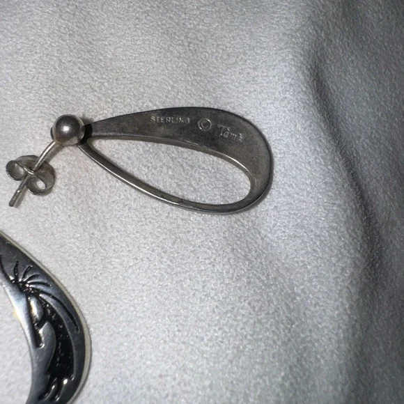 Vintage Teme Navajo Kokopelli Sterling Silver Earrings Signed - Picture 3 of 4